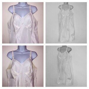 Vintage 50s Wonder Maid Womens L Full Slip Ivory Sleeveless Lot 2
